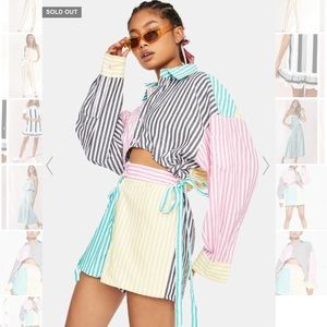 Dolls Kill PASSION FOR FASHION STRIPED SHORTS SET size M